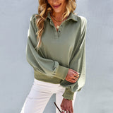 Simple Long Sleeve Solid Sweatshirts - Green