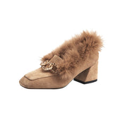 Slip-on Square-toe Fleece Loafers