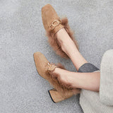 Slip-on Square-toe Fleece Loafers