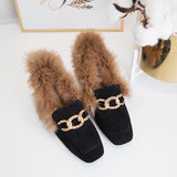 Slip-on Square-toe Fleece Loafers