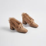 Slip-on Square-toe Fleece Loafers