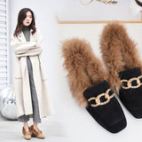 Slip-on Square-toe Fleece Loafers