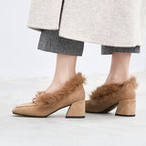 Slip-on Square-toe Fleece Loafers