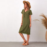 Solid Color Knee-Length T-Shirt Skirt