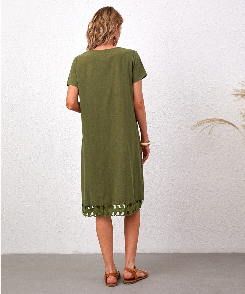 Solid Color Knee-Length T-Shirt Skirt