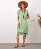 Solid Color Knee-Length T-Shirt Skirt