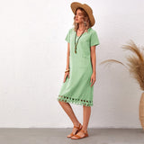 Solid Color Knee-Length T-Shirt Skirt