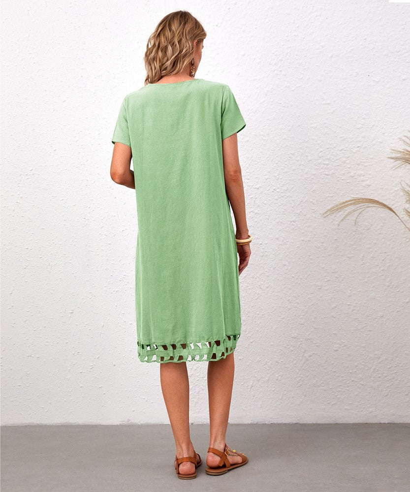 Solid Color Knee-Length T-Shirt Skirt