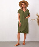 Solid Color Knee-Length T-Shirt Skirt