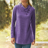 Solid Color Pile Collar Long Sleeve T-Shirt