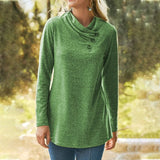 Solid Color Pile Collar Long Sleeve T-Shirt