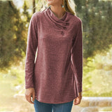 Solid Color Pile Collar Long Sleeve T-Shirt