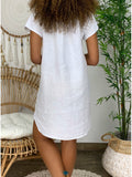 V-Neck Cotton Linen Dress