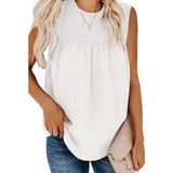 Solid Crewneck Sleeveless Tank Shirt
