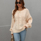 Solid Loose Oversized Crewneck Sweater