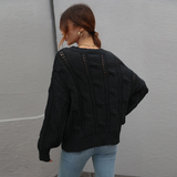 Solid Loose Oversized Crewneck Sweater