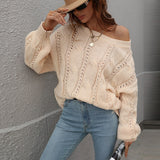 Solid Loose Oversized Crewneck Sweater