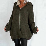 Solid One Button Hooded Bat Sweater