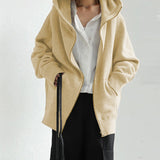 Solid Zip Hooded Sweatshirt
