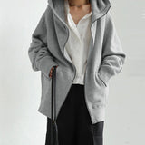 Solid Zip Hooded Sweatshirt
