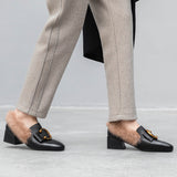 Square Heel Delicate Rabbit Fur Loafers