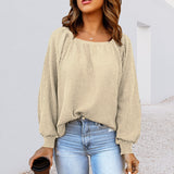 Square Neck Loose Casual Knitted Shirts