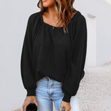 Square Neck Loose Casual Knitted Shirts