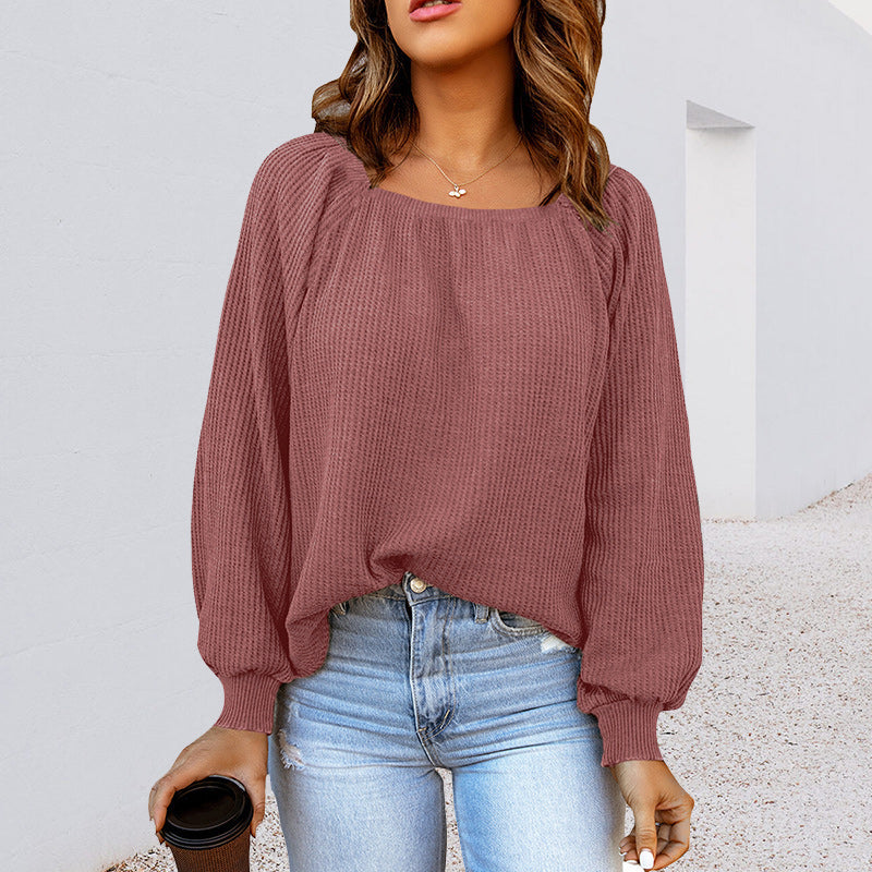 Square Neck Loose Casual Knitted Shirts