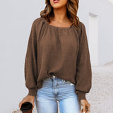 Square Neck Loose Casual Knitted Shirts