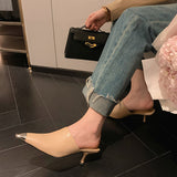 Stiletto Covered Toe Leather Mules