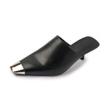 Stiletto Covered Toe Leather Mules
