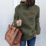 Stylish Zip Turtleneck Plush Top