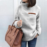 Stylish Zip Turtleneck Plush Top