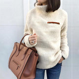 Stylish Zip Turtleneck Plush Top