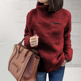 Stylish Zip Turtleneck Plush Top