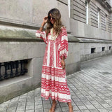 Summer Beach Puff Sleeve Long Dress
