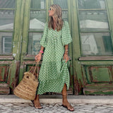 Summer Beach Puff Sleeve Long Dress