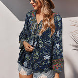 Romantic Holiday Print Shirt - Navy