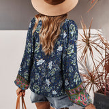 Romantic Holiday Print Shirt - Navy