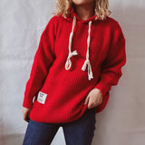 Thickened Solid Warm Hooded Loose Pullover Sweater