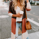 Tricolor Panel Long Cardigan
