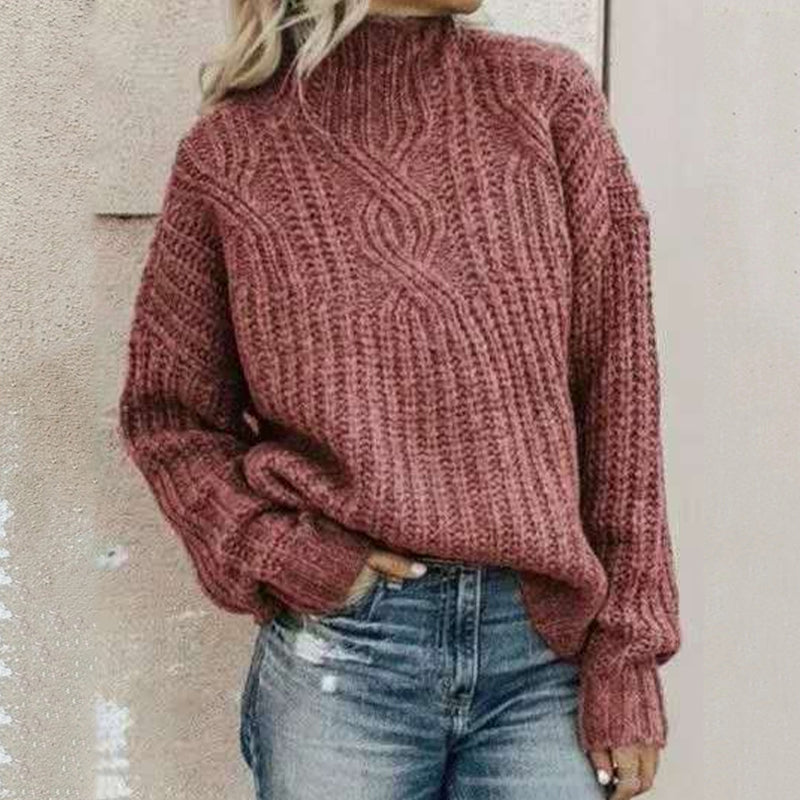 Turtleneck Twist Knit Pullover Sweater