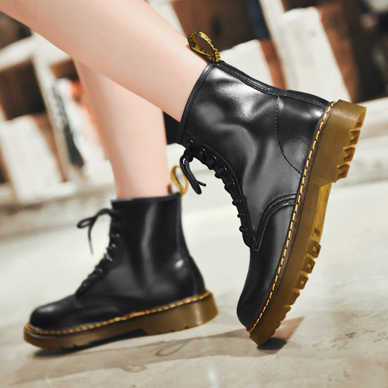 Unisex Leather Lace-up Boots