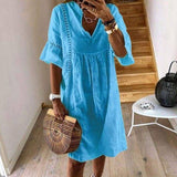 V-Neck Flared Sleeve Dress