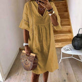 V-Neck Flared Sleeve Dress