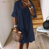 V-Neck Flared Sleeve Dress