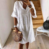 V-Neck Flared Sleeve Dress