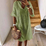 V-Neck Flared Sleeve Dress