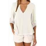 V-Neck Long Sleeve Chiffon Shirt