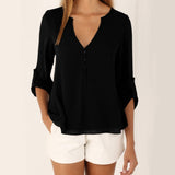 V-Neck Long Sleeve Chiffon Shirt